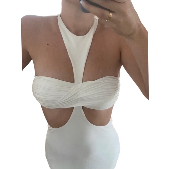 Jovani White Gown with Cutouts - Picture 3 of 5